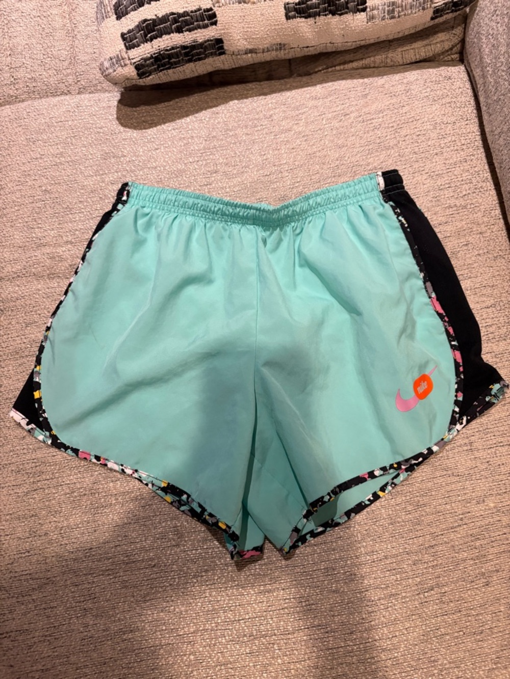 Nike Mint Green Kids Athletic Shorts with Black Side Panels